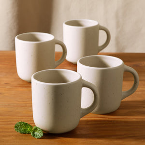 Corsica Clay 4 Piece Mug Set, Sea Salt White
