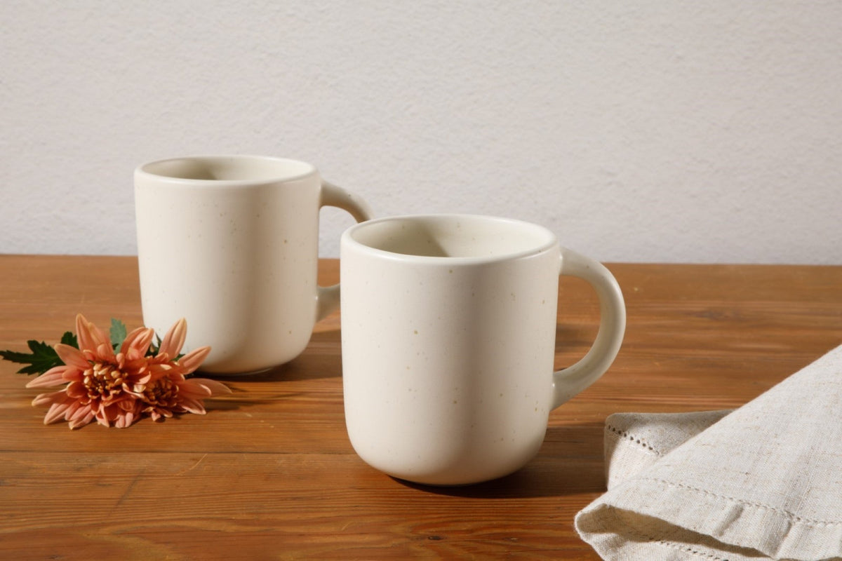 Corsica Clay 4 Piece Mug Set, Sea Salt White