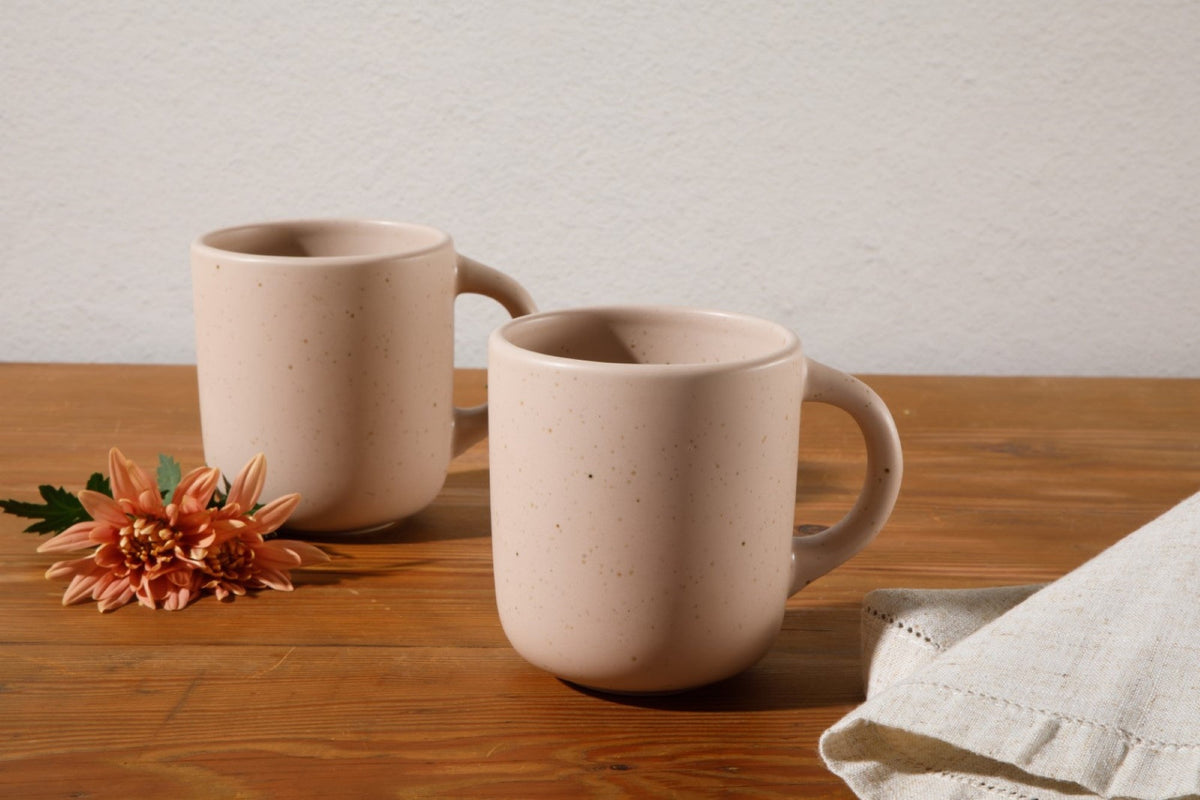 Corsica Clay 4 Piece Mug Set, Prosecco Blush Pink