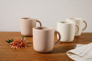 Corsica Clay 4 Piece Mug Set, Prosecco Blush Pink