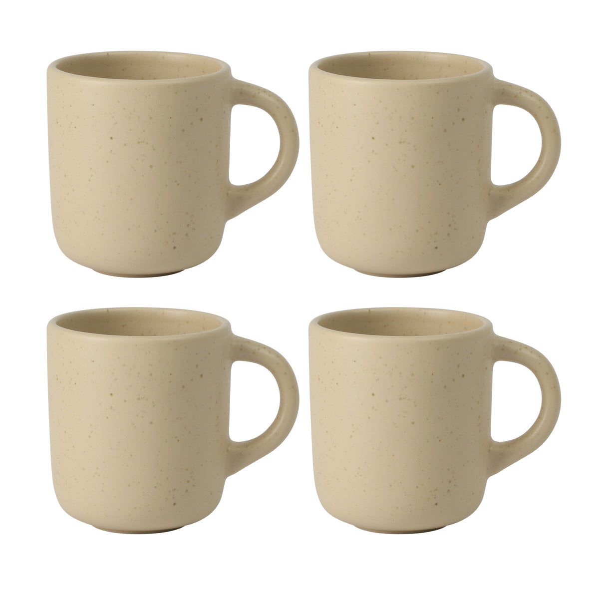 Corsica Clay - 4-Piece Mug Set - Reactive Glaze Stoneware - Cappucino Cream