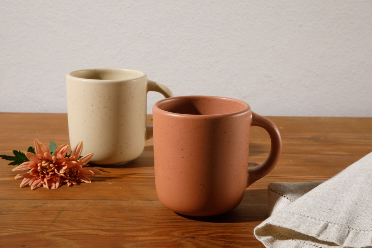 Corsica Clay 4 Piece Mug Set, Cappuccino Cream