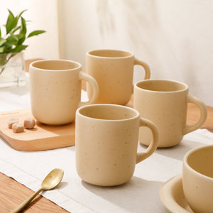 Corsica Clay 4 Piece Mug Set, Cappuccino Cream