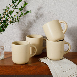 Corsica Clay 4 Piece Mug Set, Cappuccino Cream