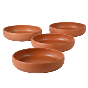 Corsica Clay - 4-Piece Pasta Bowl Set - Reactive Glaze Stoneware -  Burnt Apricot Terracot