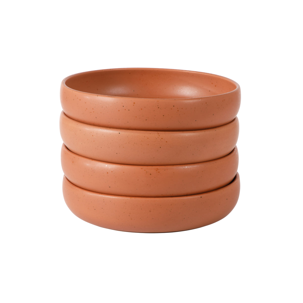 Corsica Clay - 4-Piece Pasta Bowl Set - Reactive Glaze Stoneware -  Burnt Apricot Terracot
