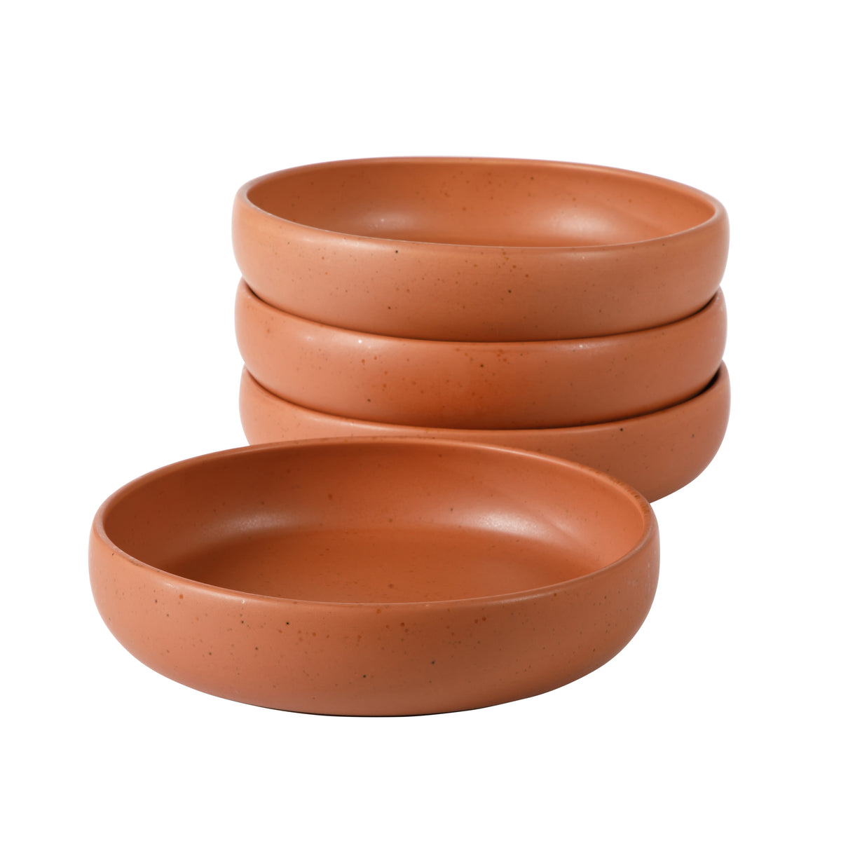 Corsica Clay - 4-Piece Pasta Bowl Set - Reactive Glaze Stoneware -  Burnt Apricot Terracot