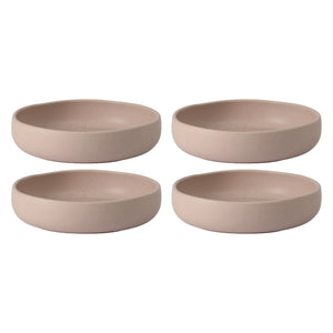 Corsica Clay - 4-Piece Pasta Bowl Set - Reactive Glaze Stoneware - Prosecco Blush Pink