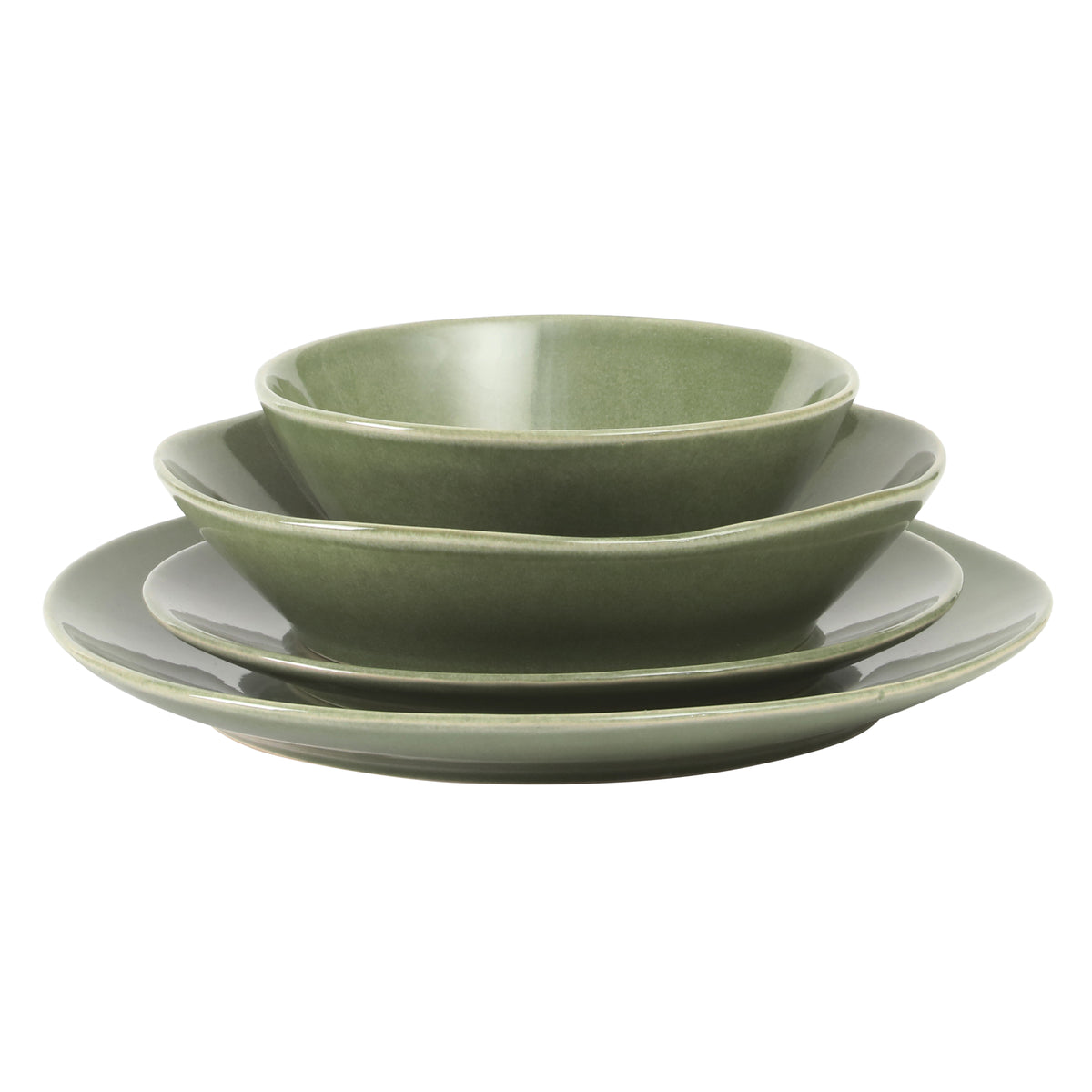 Montecito Breeze - 16-Piece Dinnerware Set for 4 - Reactive Glaze Stoneware - Cyprus Sage Green