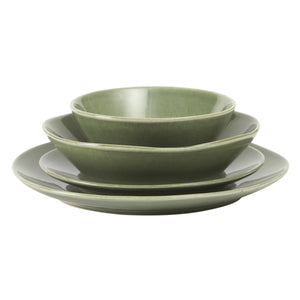 Montecito Breeze - 16-Piece Dinnerware Set for 4 - Reactive Glaze Stoneware - Cyprus Sage Green