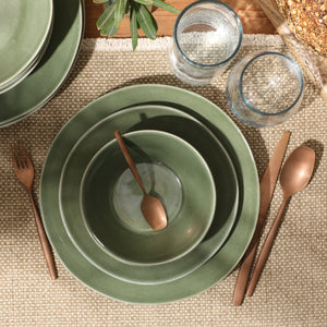 Montecito Breeze - 16-Piece Dinnerware Set for 4 - Reactive Glaze Stoneware - Cyprus Sage Green