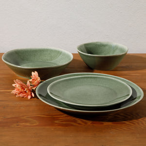 Montecito Breeze - 16-Piece Dinnerware Set for 4 - Reactive Glaze Stoneware - Cyprus Sage Green