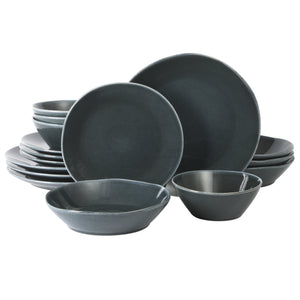 Montecito Breeze - 16-Piece Dinnerware Set for 4 - Reactive Glaze Stoneware - Laguna Dawn