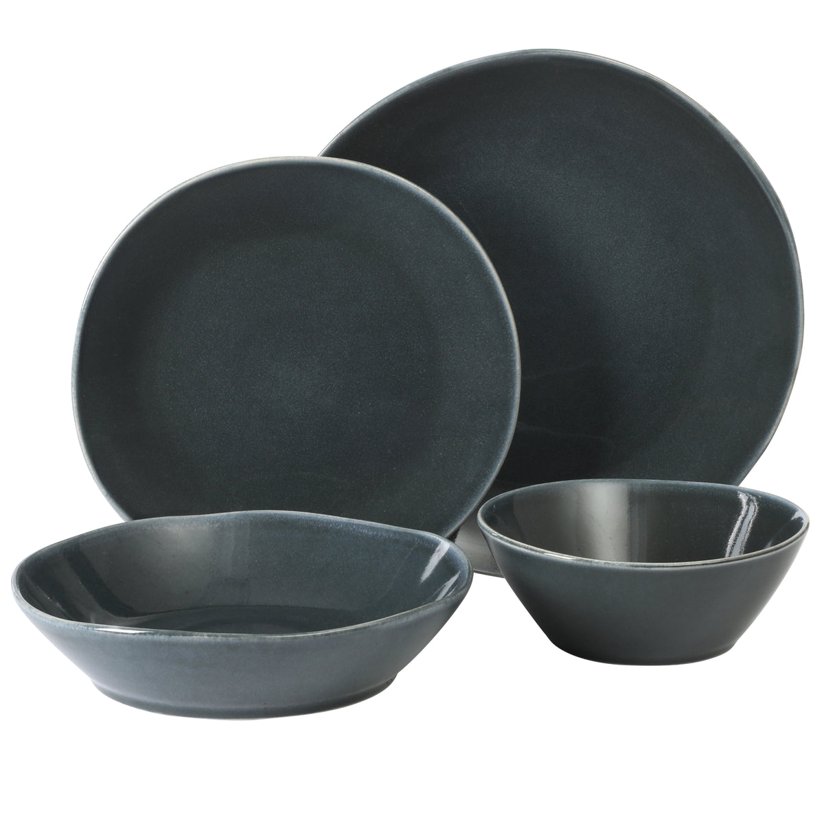 Montecito Breeze - 16-Piece Dinnerware Set for 4 - Reactive Glaze Stoneware - Laguna Dawn