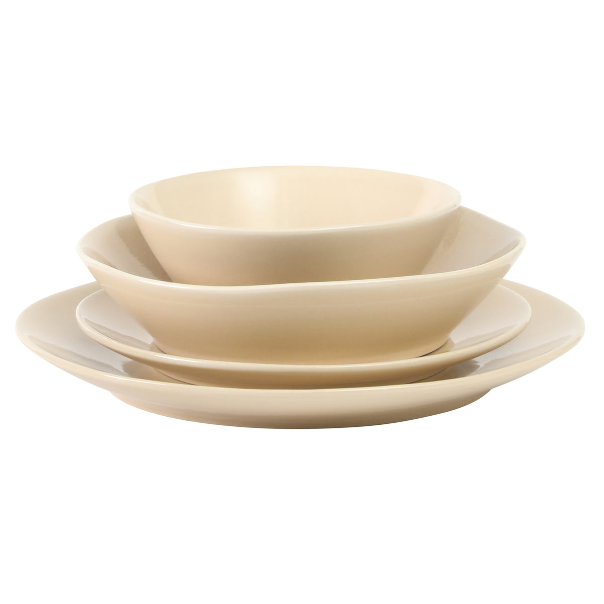 Montecito Breeze - 16-Piece Dinnerware Set for 4 - Reactive Glaze Stoneware - Marble Dawn Cream
