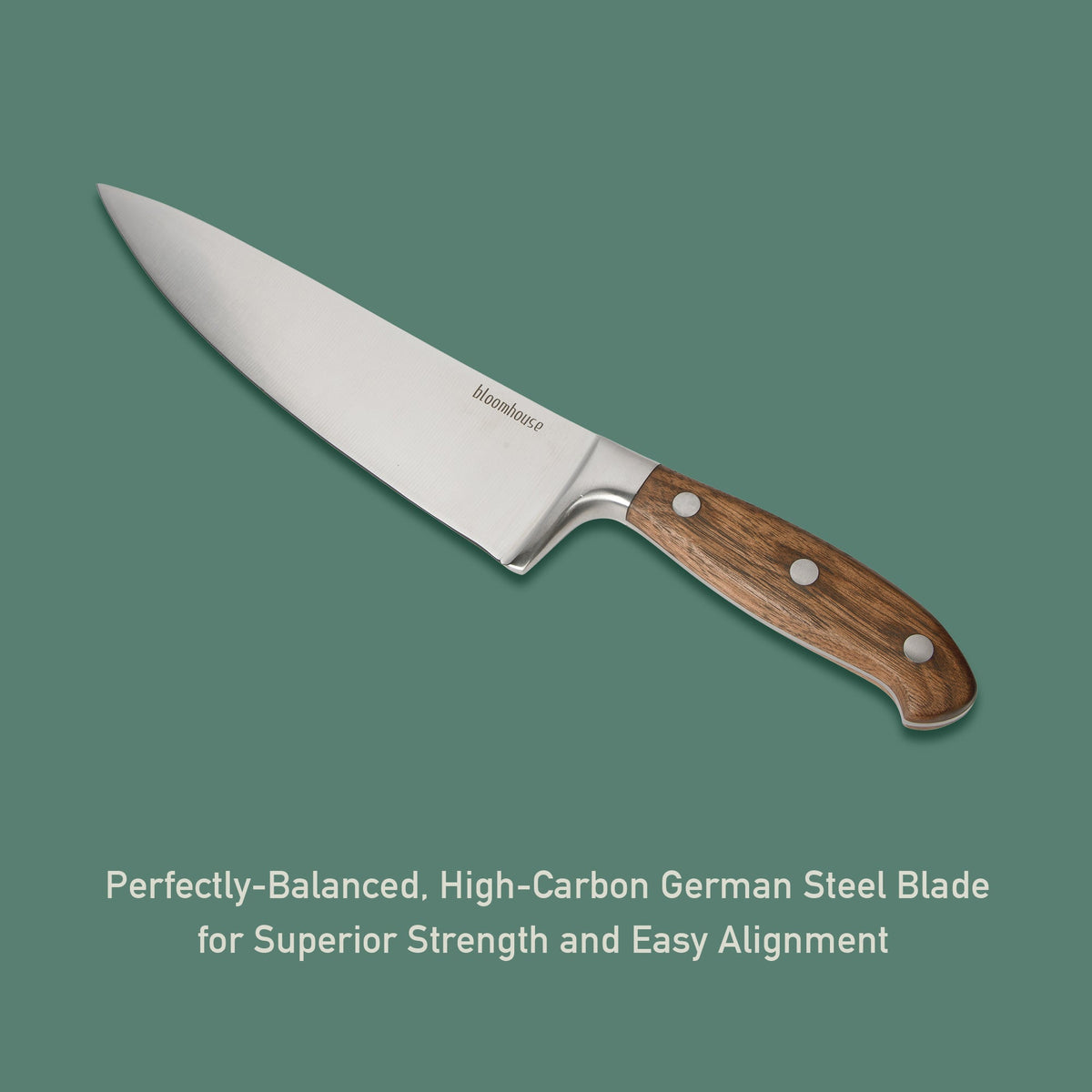 8 Inch Chef Knife - German Steel, Walnut Wood Handle