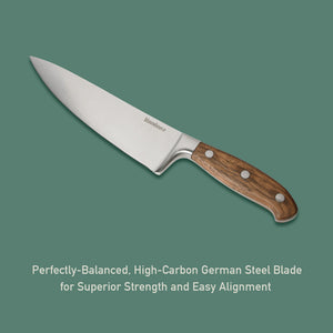 8 Inch Chef Knife - German Steel, Walnut Wood Handle