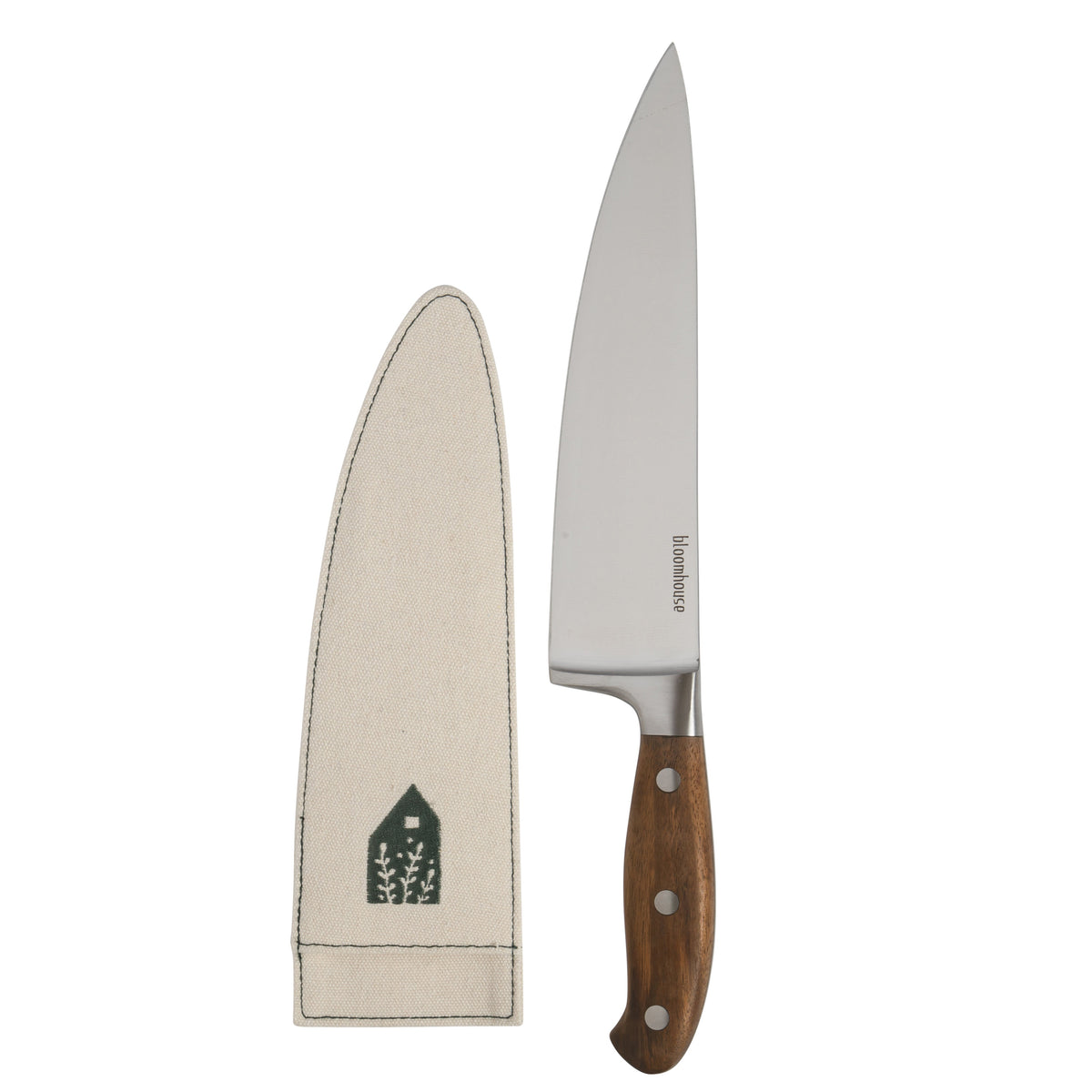 8 Inch Chef Knife - German Steel, Walnut Wood Handle