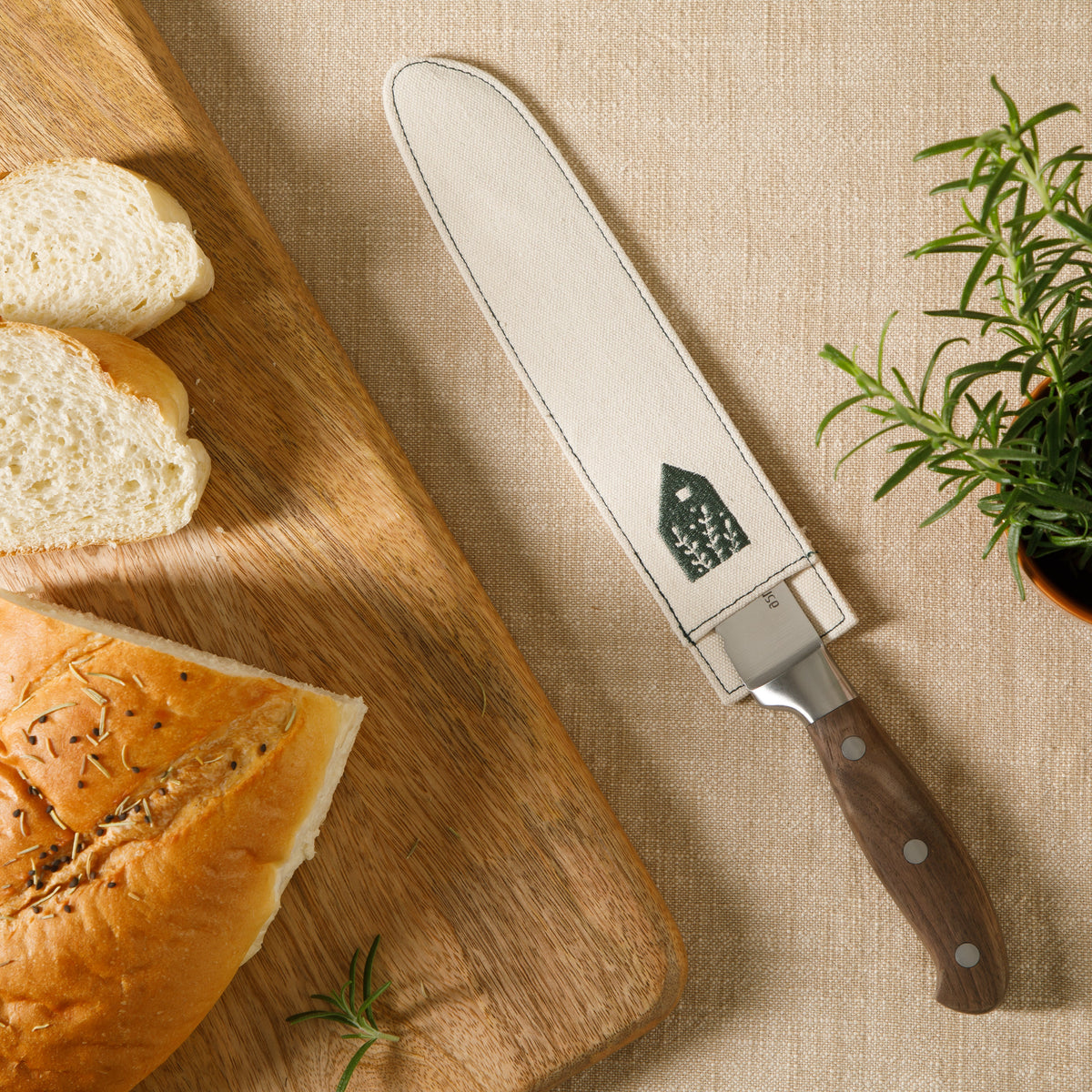 8 Inch Bread Knife - German Steel, Walnut Wood Handle