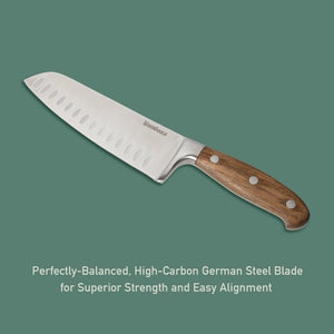 7 Inch Santoku Knife - German Steel, Walnut Wood Handle