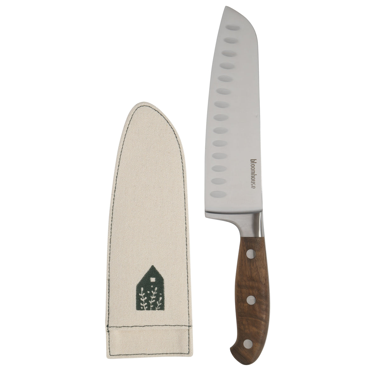 7 Inch Santoku Knife - German Steel, Walnut Wood Handle