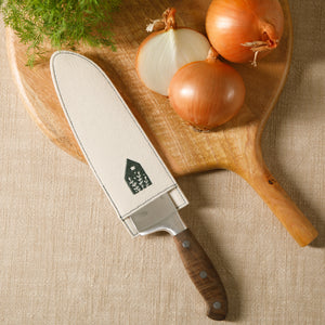 7 Inch Santoku Knife - German Steel, Walnut Wood Handle