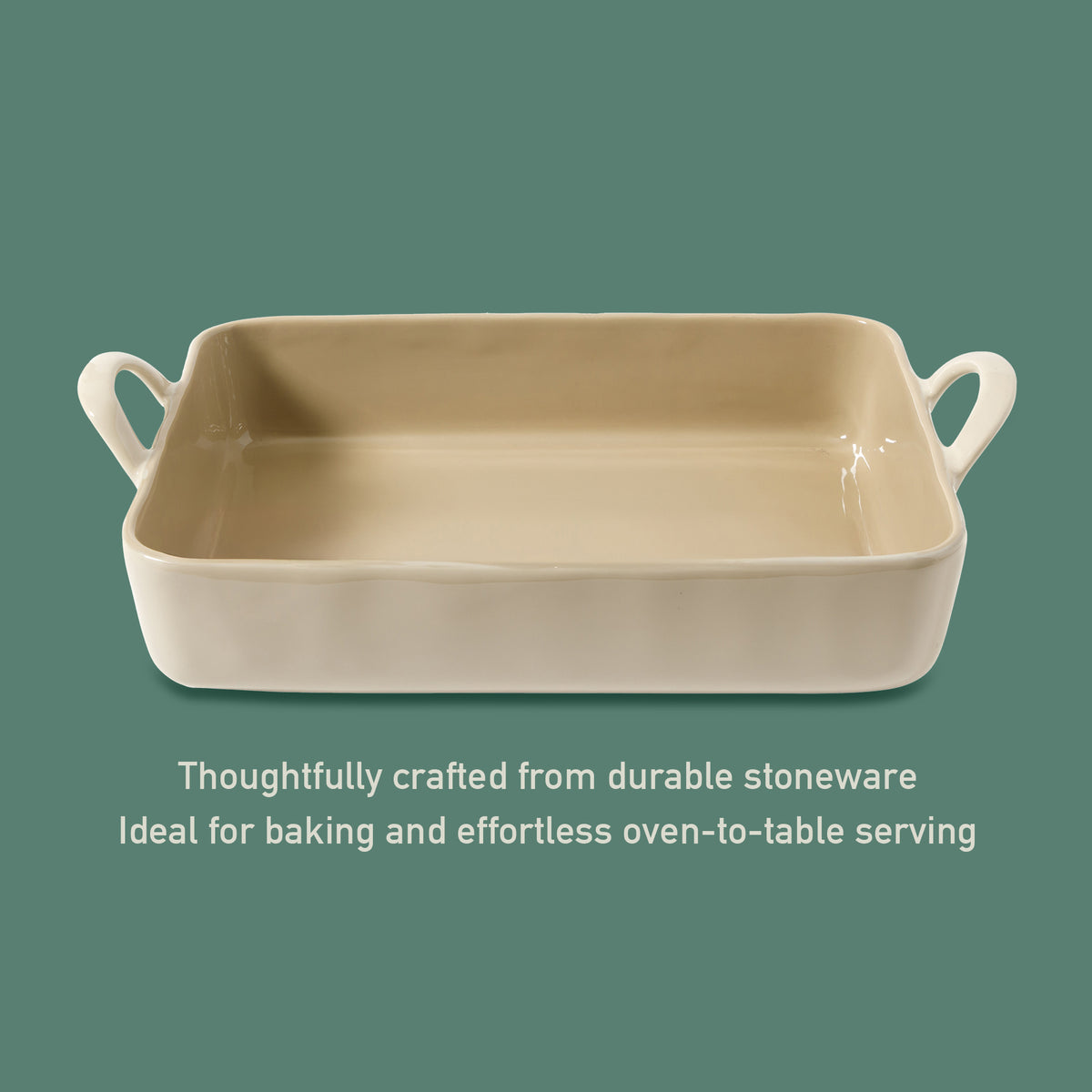 3-Piece 9x13 Inch Ceramic Bakeware Set with Olive Wood Tools - Linen Taupe