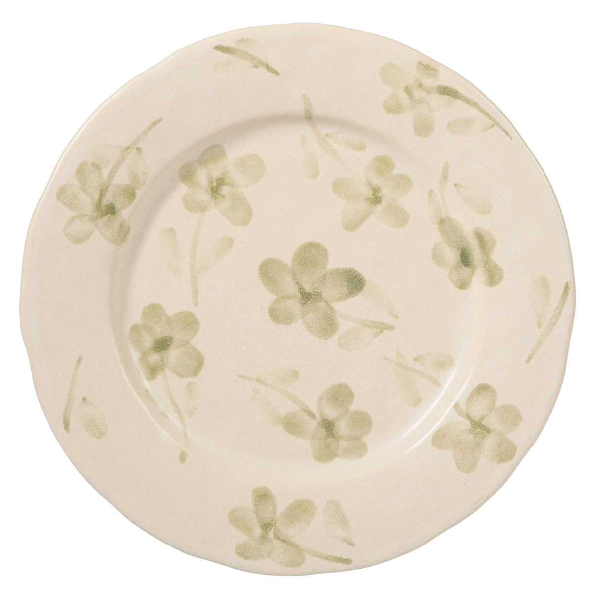 Porto Petals - 12-Piece Dinnerware Set for 4 - Hand-Painted Portuguese Stoneware, Green Orchid