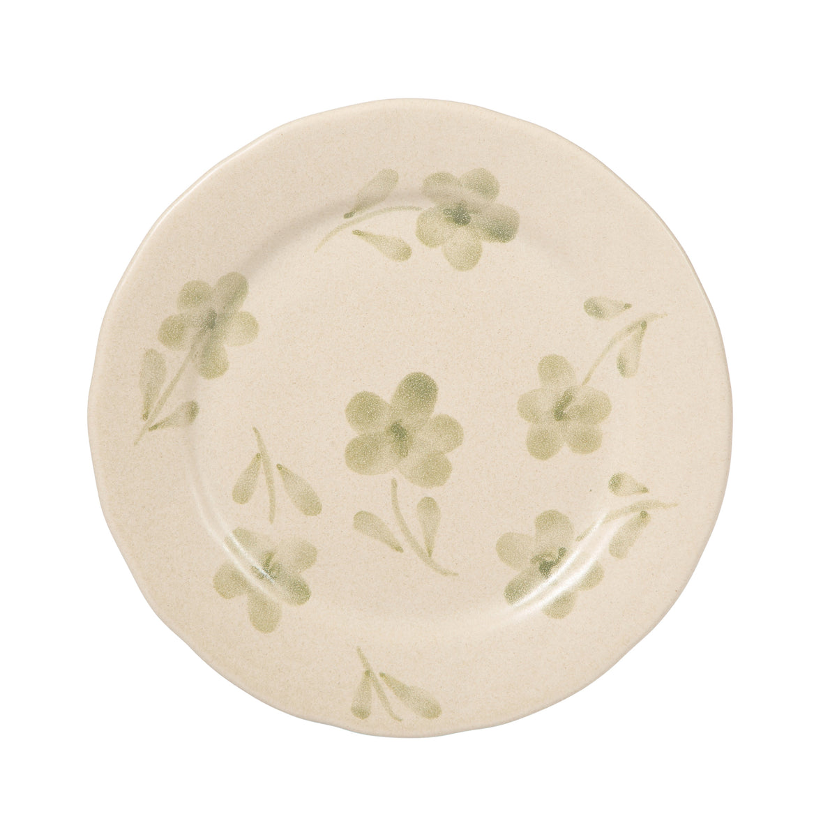 Porto Petals - 12-Piece Dinnerware Set for 4 - Hand-Painted Portuguese Stoneware, Green Orchid