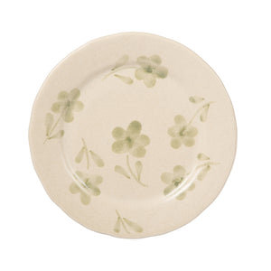 Porto Petals - 12-Piece Dinnerware Set for 4 - Hand-Painted Portuguese Stoneware, Green Orchid