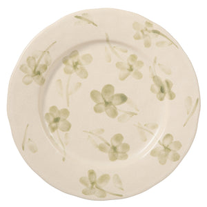 Porto Petals - 4-Piece 10.8 Inch Dinner Plate Set - Hand-Painted Portuguese Stoneware, Green Orchid