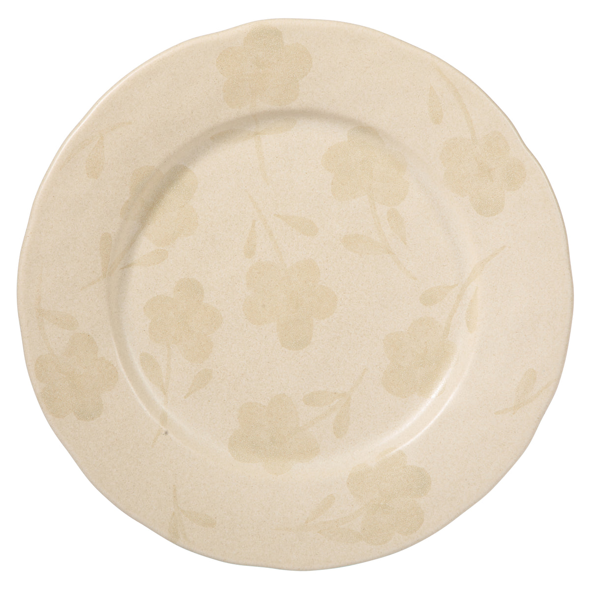 4-Piece 10.8 Inch Dinner Plate Set - Hand-Painted Portuguese Stoneware - Porto Petals - Lilly Cream