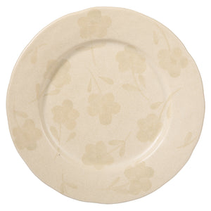 4-Piece 10.8 Inch Dinner Plate Set - Hand-Painted Portuguese Stoneware - Porto Petals - Lilly Cream