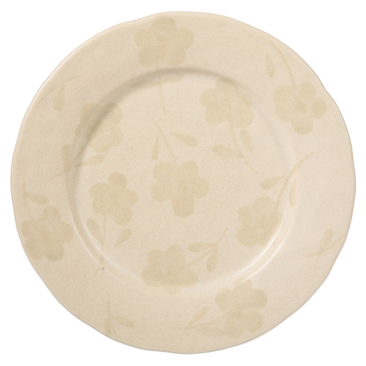 Porto Petals - 4-Piece 10.8 Inch Dinner Plate Set - Hand-Painted Portuguese Stoneware, Lily Cream