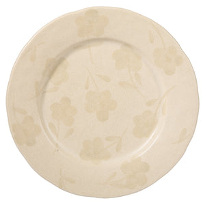 Porto Petals - 4-Piece 10.8 Inch Dinner Plate Set - Hand-Painted Portuguese Stoneware, Lily Cream