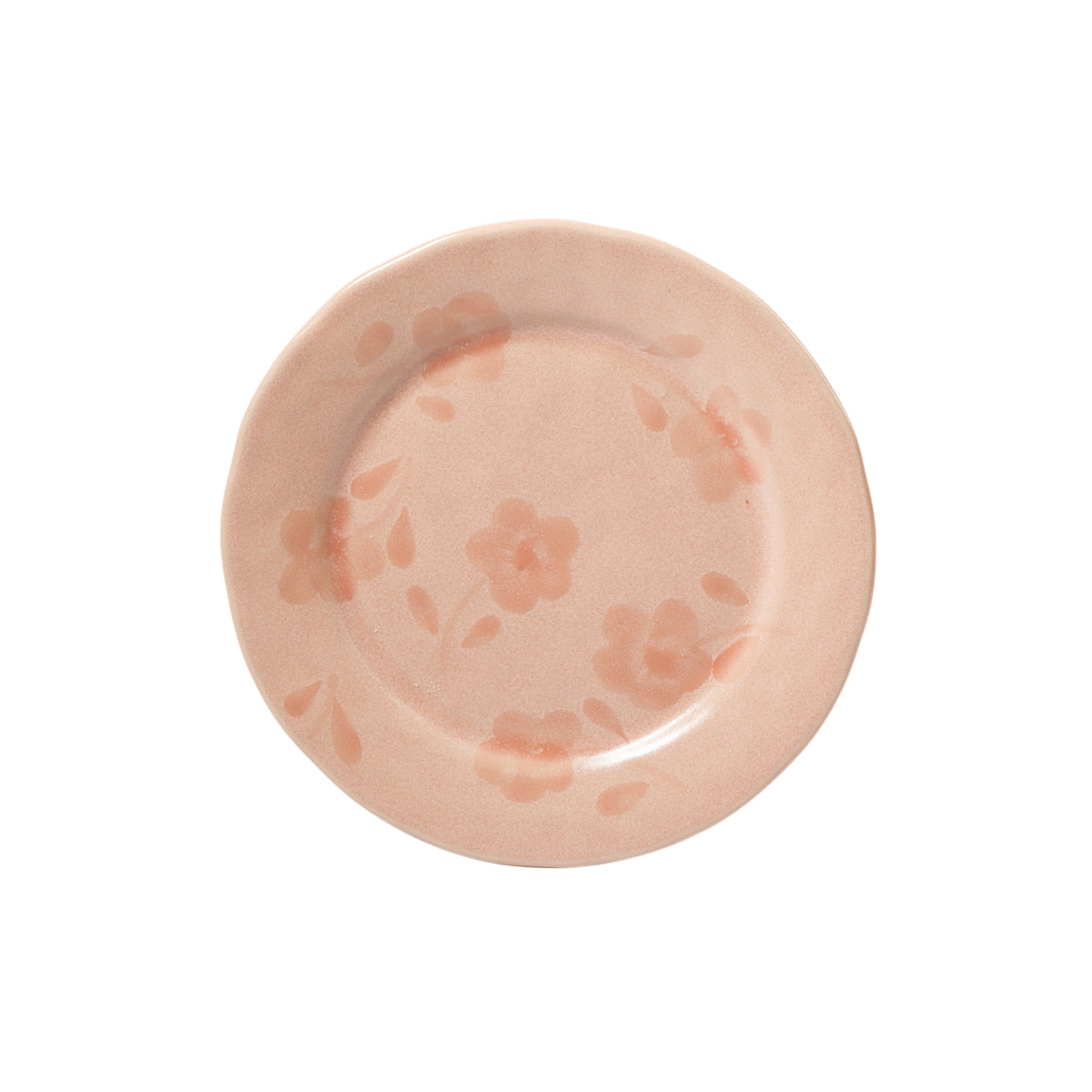 Porto Petals - 4-Piece 8.6 Inch Salad Plate Set - Hand-Painted Portuguese Stoneware - Blush Pink