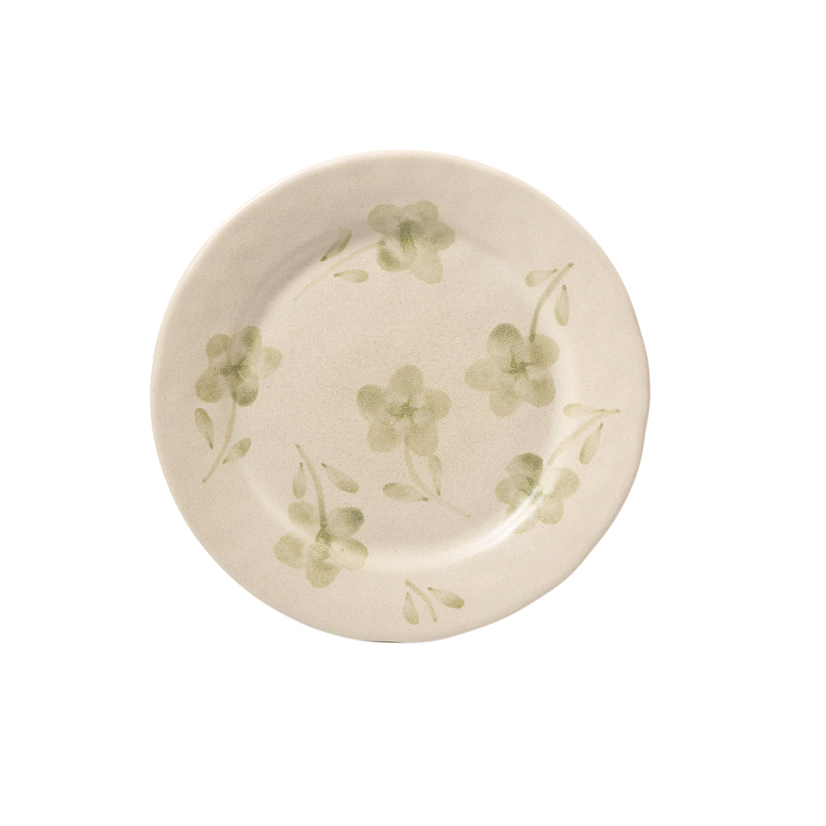Porto Petals - 4-Piece 8.6 Inch Salad Plate Set - Hand-Painted Portuguese Stoneware, Green Orchid
