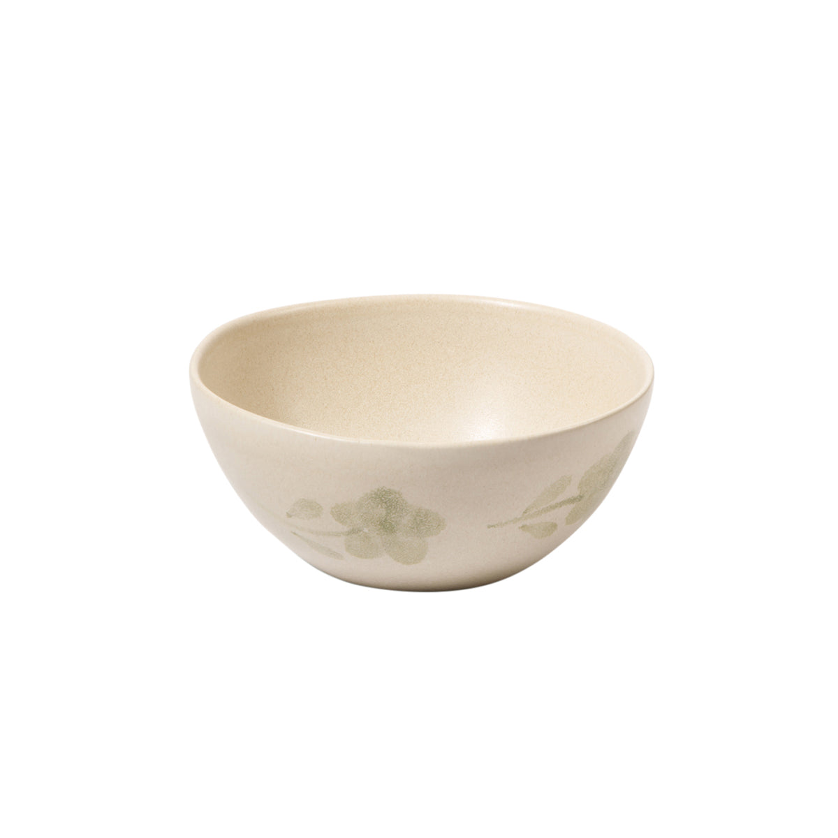 Porto Petals - 4-Piece 6.4 Inch Cereal Bowl Set - Hand-Painted Portuguese Stoneware - Green Orchid