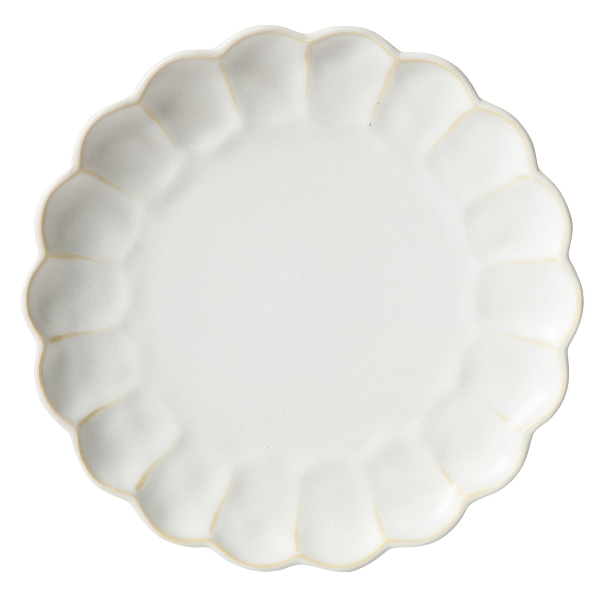 Yuelu Bloom - 4-Piece 10.75 Inch Dinner Plate Set - Scallop-Embossed Stoneware