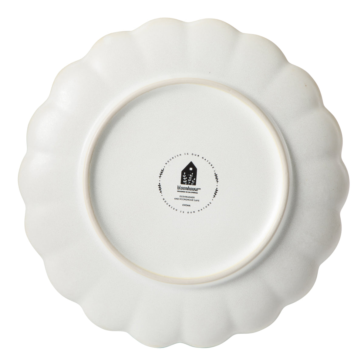 Yuelu Bloom - 4-Piece 10.75 Inch Dinner Plate Set - Scallop-Embossed Stoneware