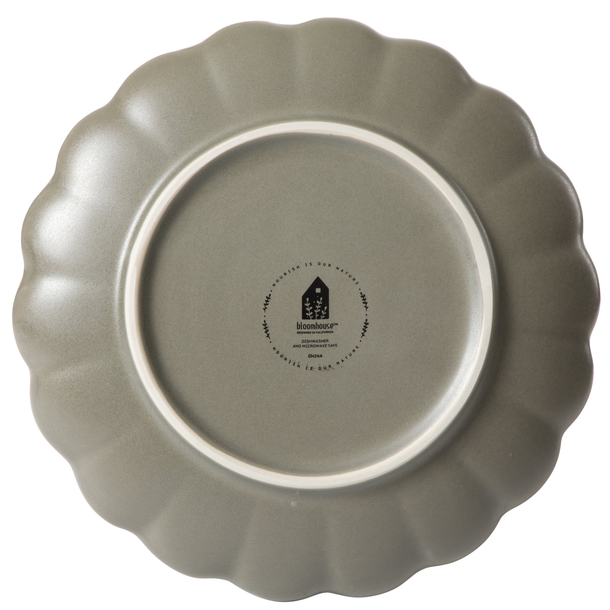 Yuelu Bloom - 4-Piece 10.75 Inch Dinner Plate Set - Scallop-Embossed Stoneware