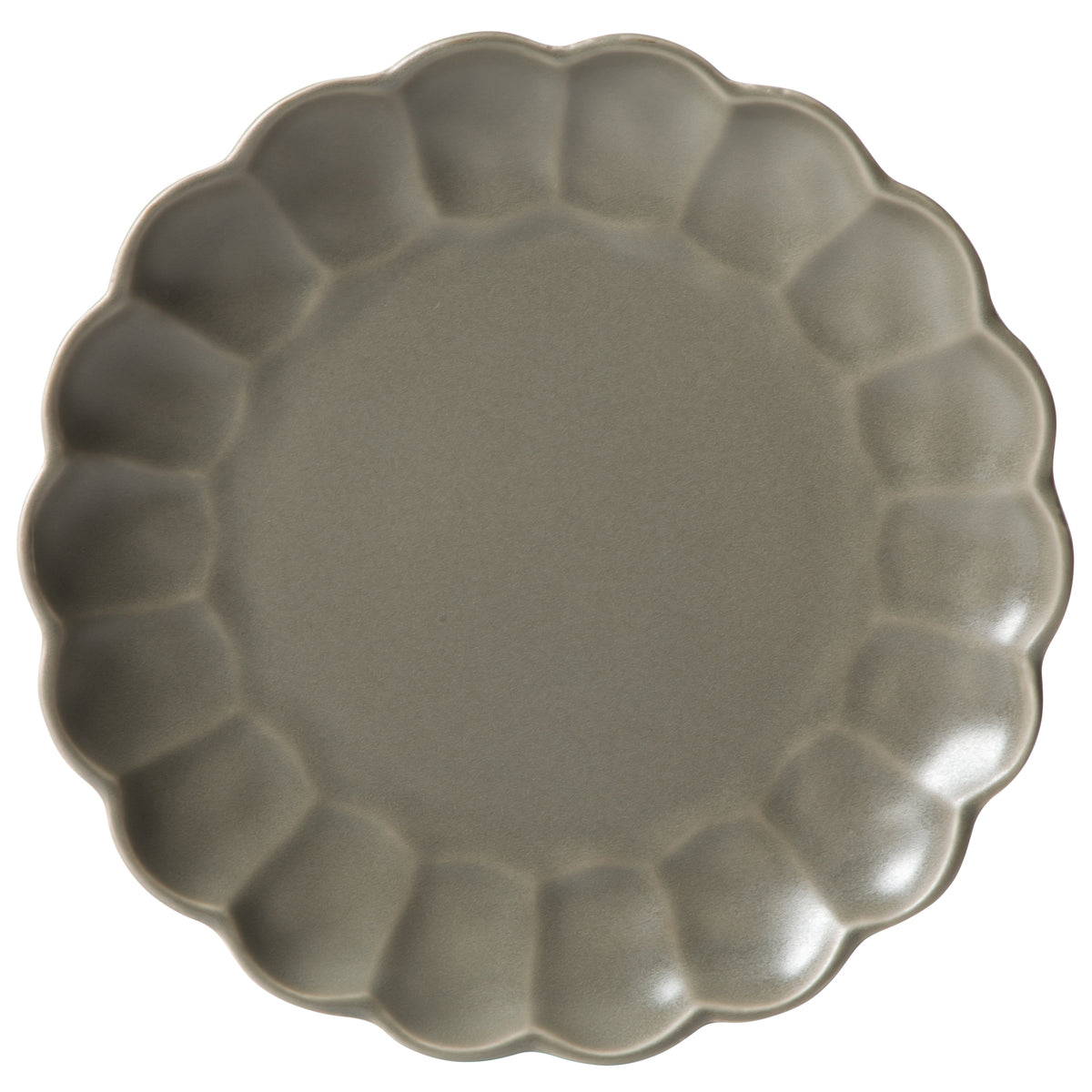 Yuelu Bloom - 4-Piece 10.75 Inch Dinner Plate Set - Scallop-Embossed Stoneware