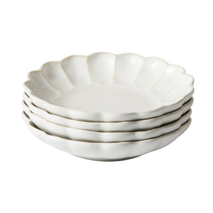 Yuelu Bloom - 4-Piece 9 Inch Dinner Bowl Set - Scallop-Embossed Stoneware