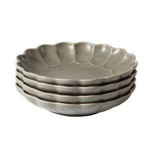 Yuelu Bloom - 4-Piece 9 Inch Dinner Bowl Set - Scallop-Embossed Stoneware