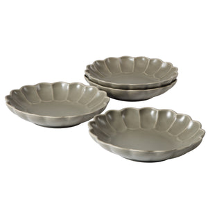 Yuelu Bloom - 4-Piece 9 Inch Dinner Bowl Set - Scallop-Embossed Stoneware