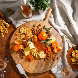 Round Charcuterie Board with Handle - Mango Wood