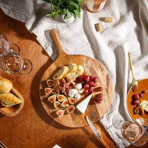 Round Charcuterie Board with Handle - Mango Wood