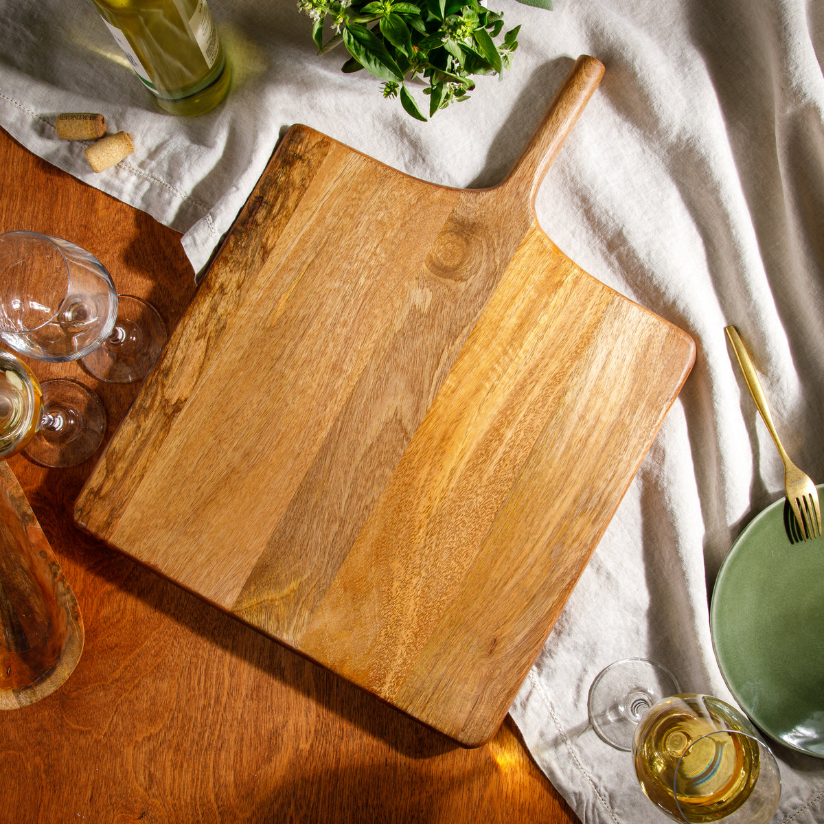 Square Charcuterie Board with Handle - Mango Wood