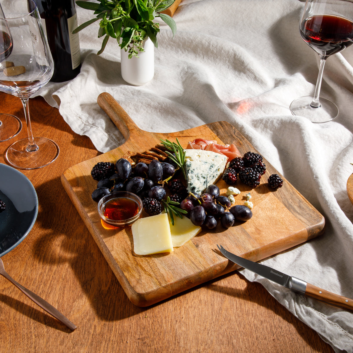 Square Charcuterie Board with Handle - Mango Wood