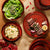 Bloomhouse Santorini Mist 16 Piece Double Bowl Terracotta Reactive Glaze Plates and Bowls Dinnerware Set